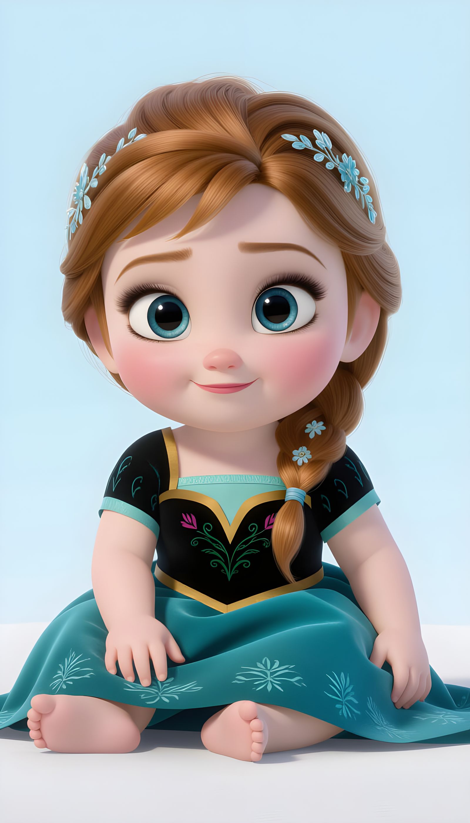 Pixar Style Portrait of Cute Baby Anna