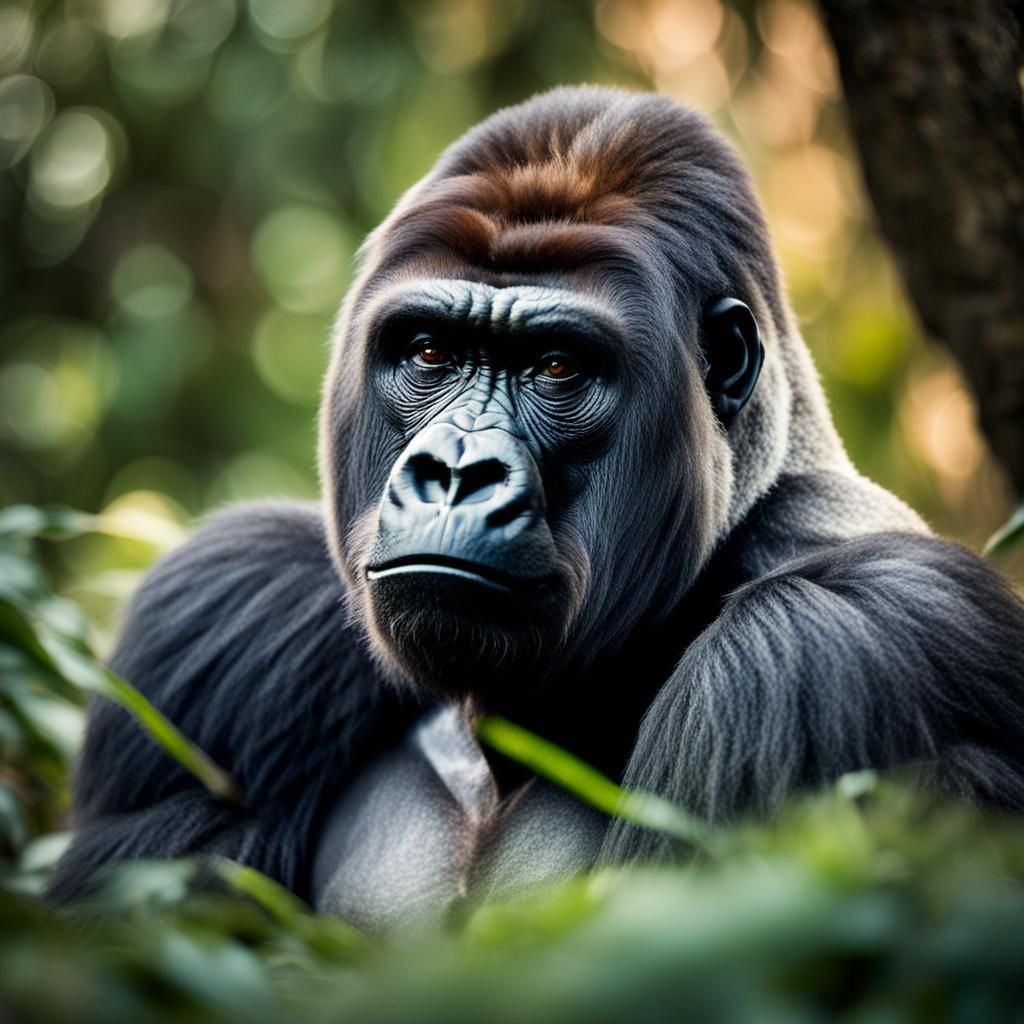 Majestic Gorilla Portrait: Natural Lighting, Professional Ph...