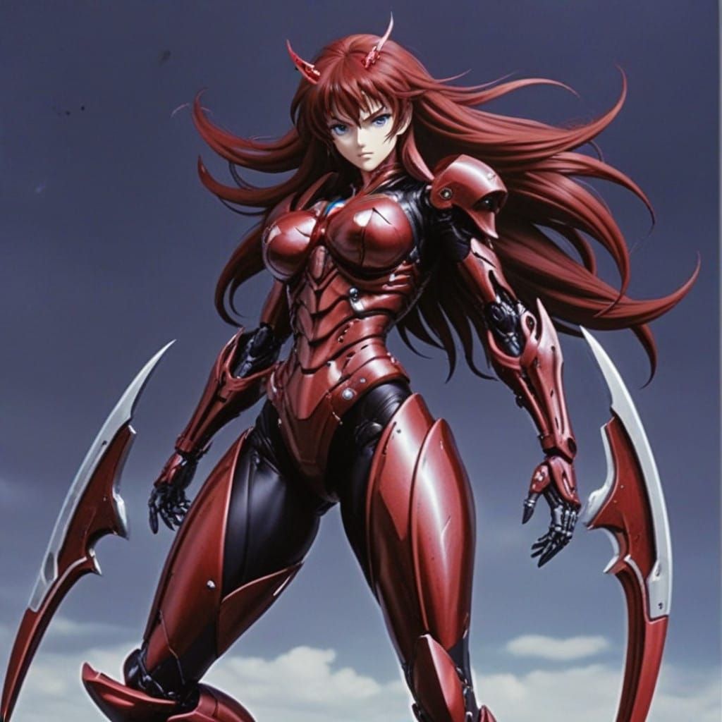 Ethereal Biomechanic Warrior Empowered by Blazing Light