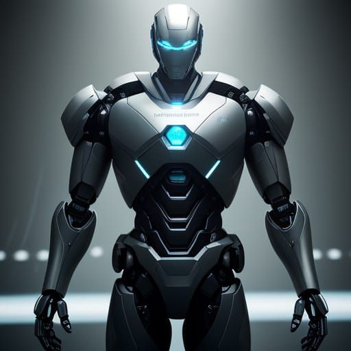 Futuristic Inventor Assembles Robotic Figure in Modern Works...