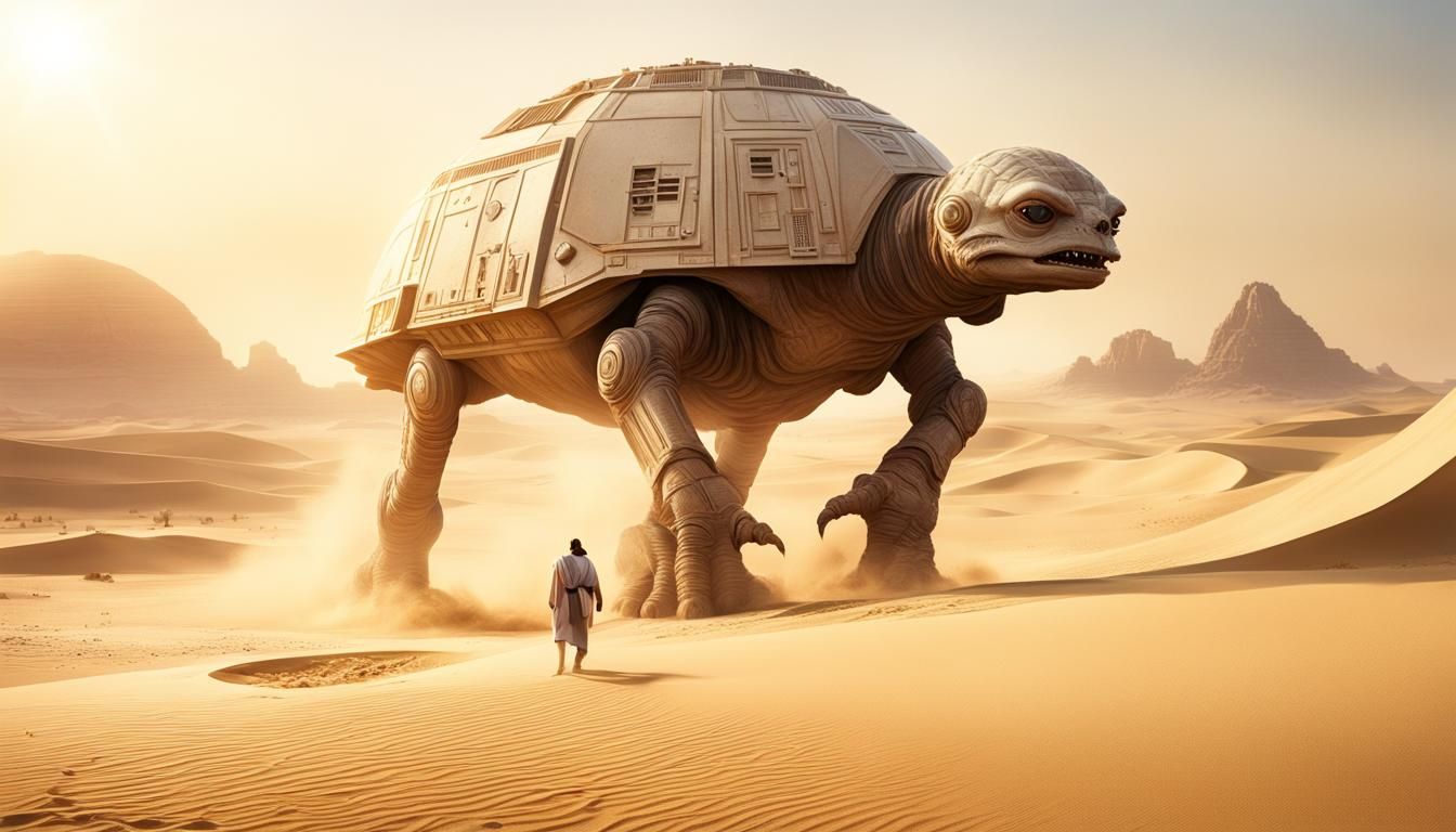 Tatooine Giant Monster Rising: Hyperrealistic 8K Artwork