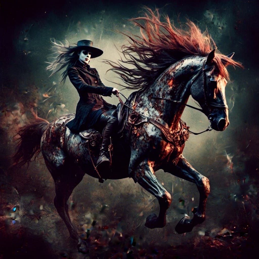 Cosmic Pegasus in Bohemian Steampunk Goth Style