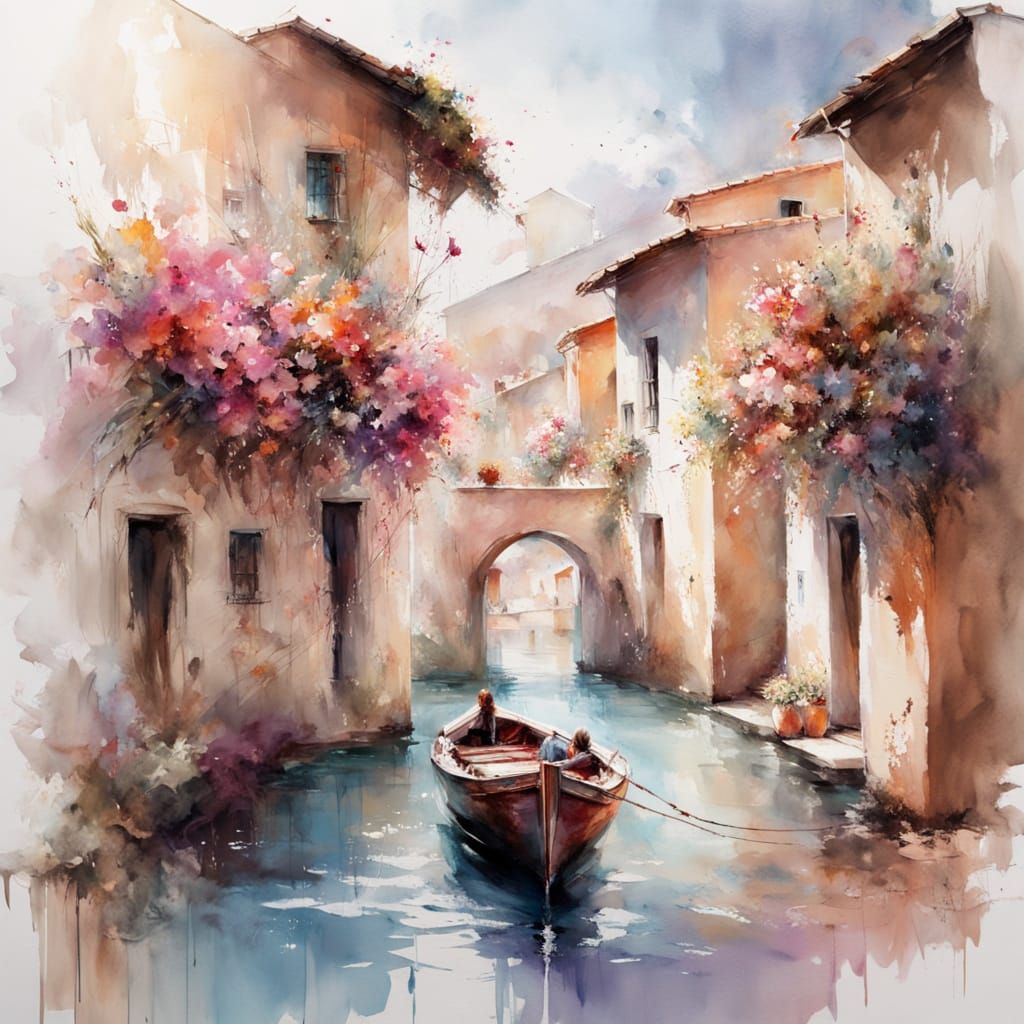 Mediterranean Village with Stone Villa and Azure Sea