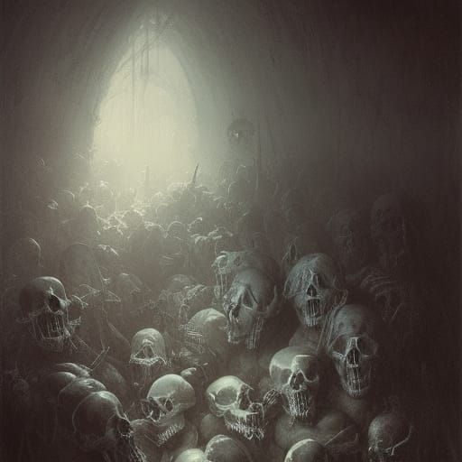 Horrific Skulls in Dark Fantasy Style