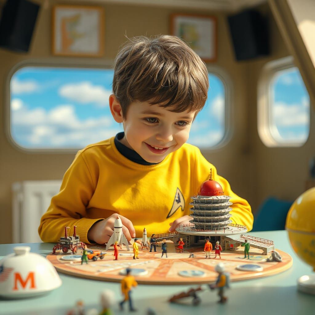 Captain Kirk Child with Miniature Cosmodrome