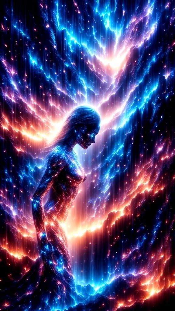 Bioluminescent Planet Night Sky with Cosmic Nebula