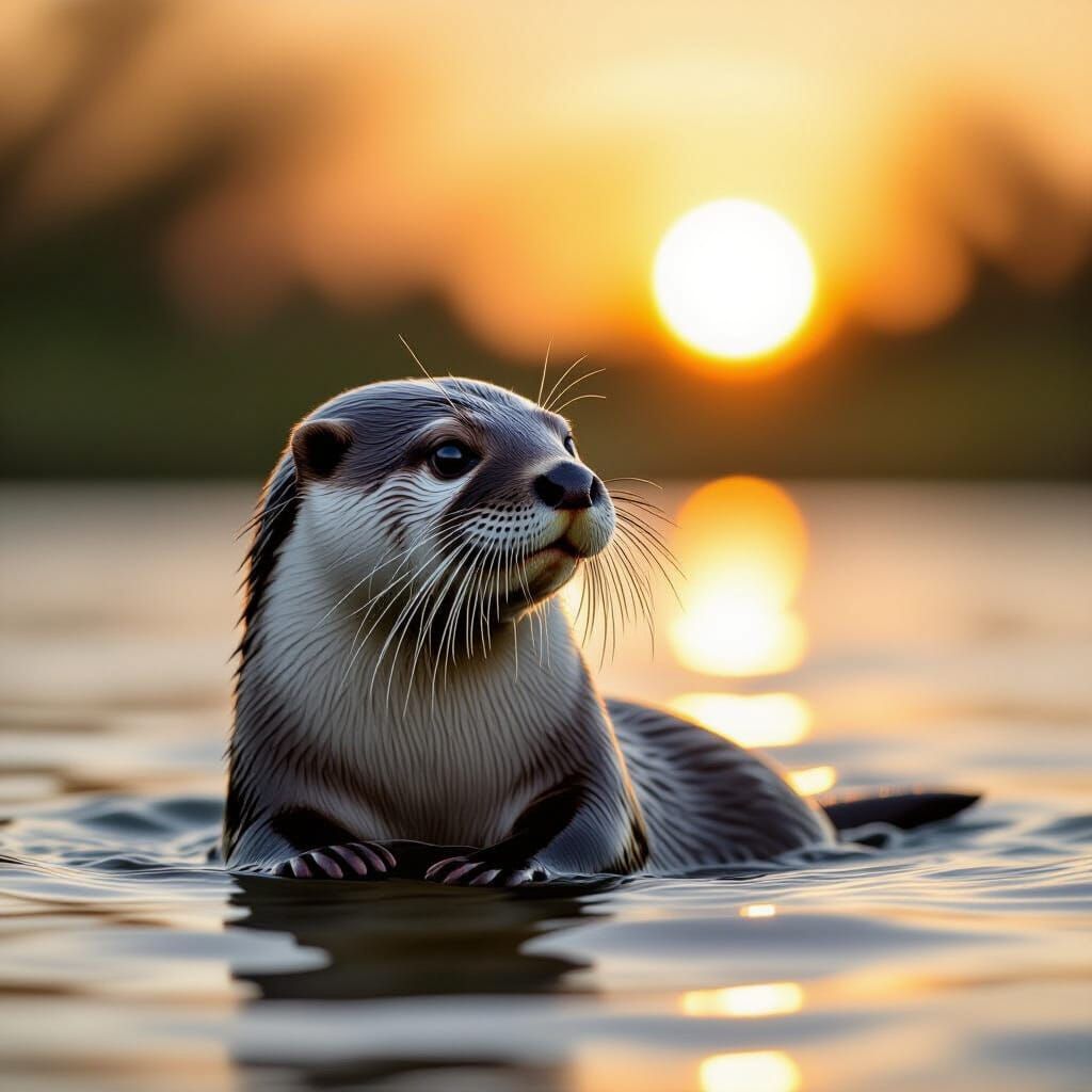 Chubby Otter at Sunset: Professional Photography