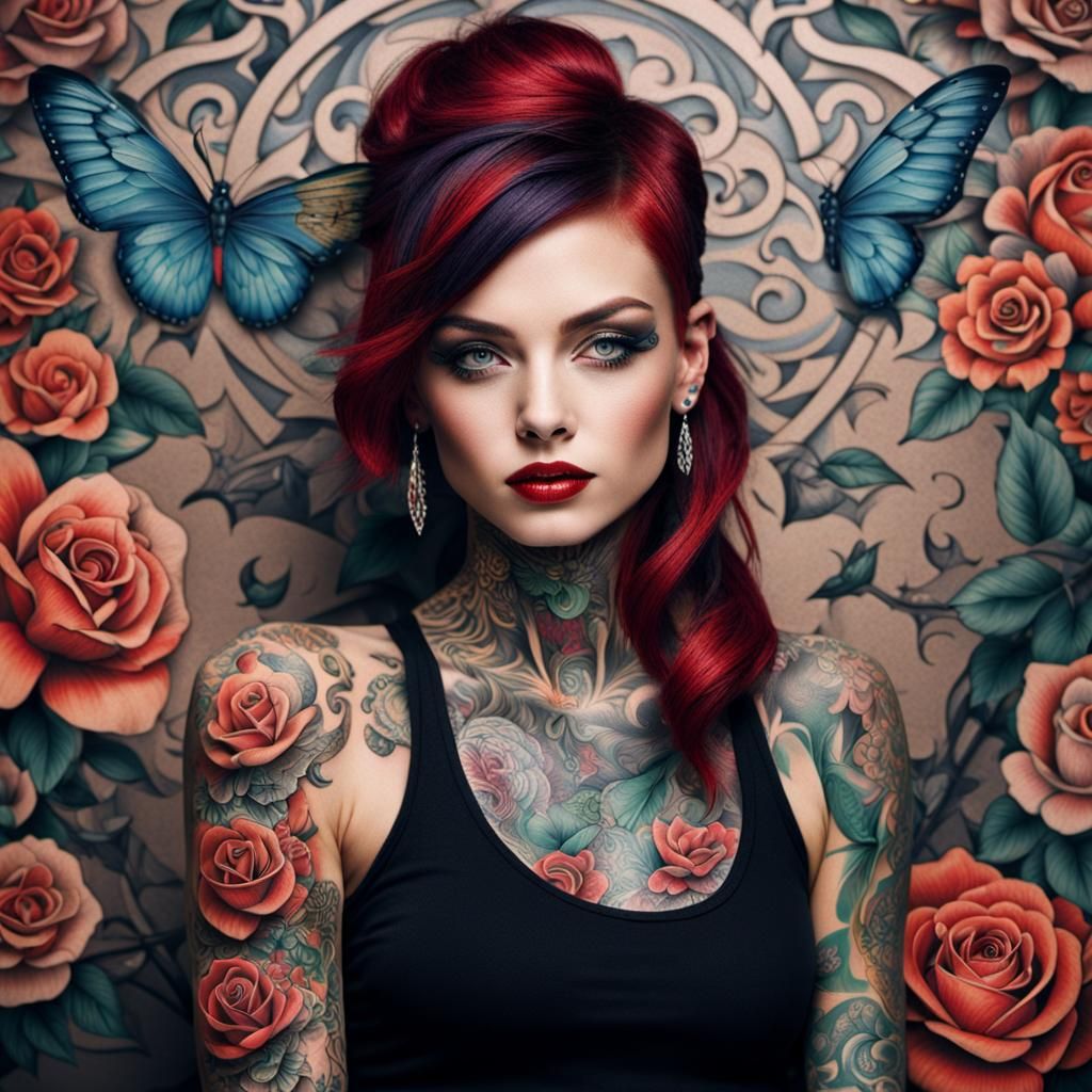 Beautiful Tattooed Woman Portrait