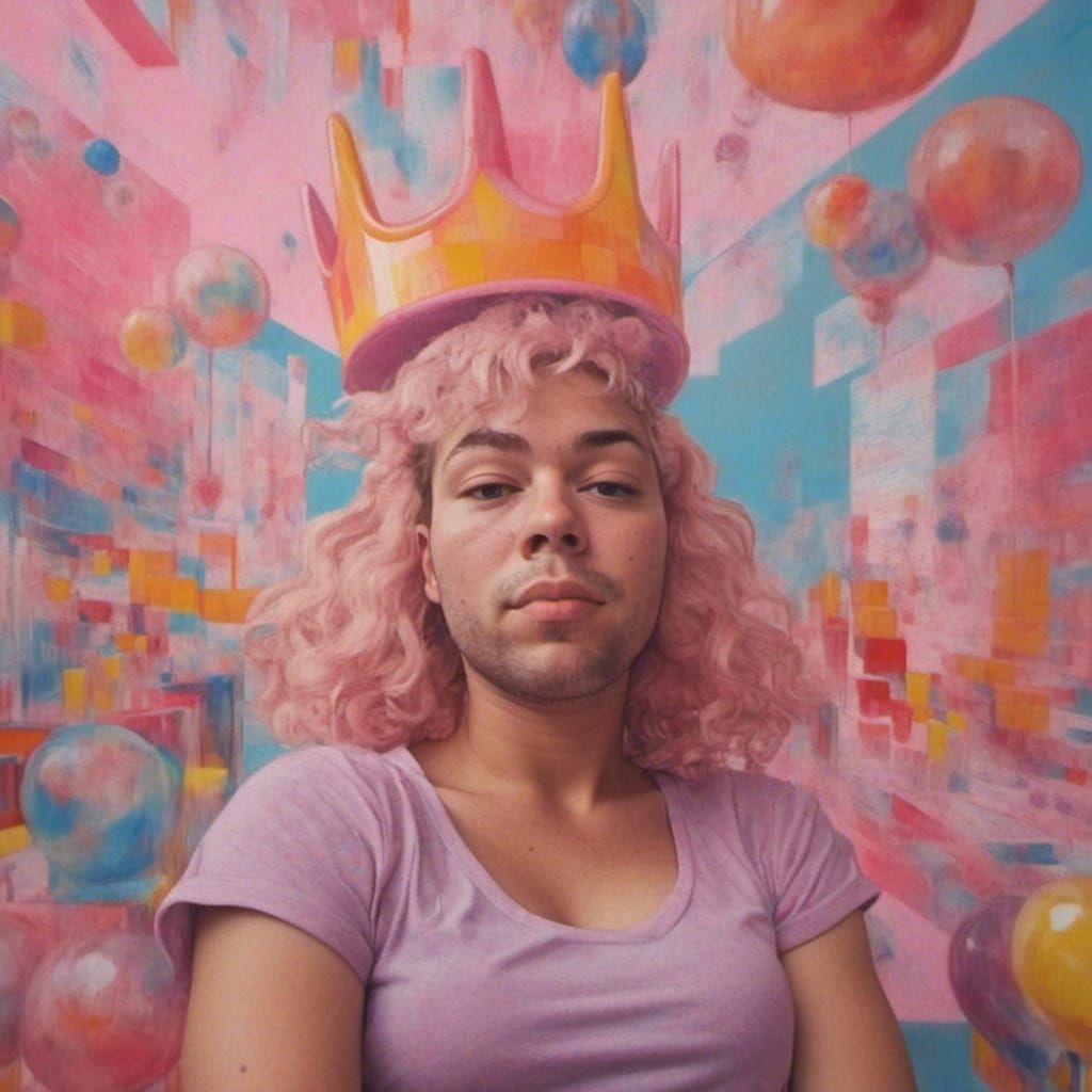 Cubist Woman with Cotton Candy Crown