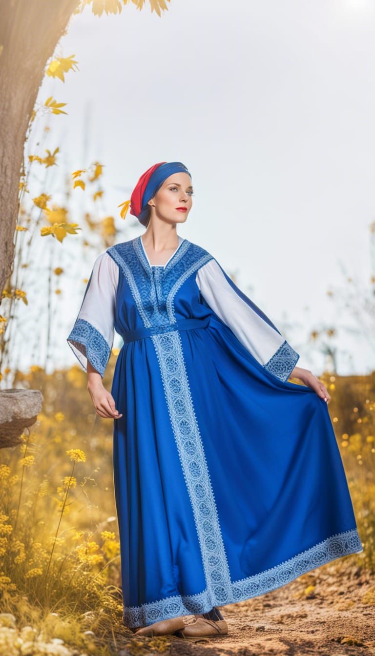 Blue sarafan gown