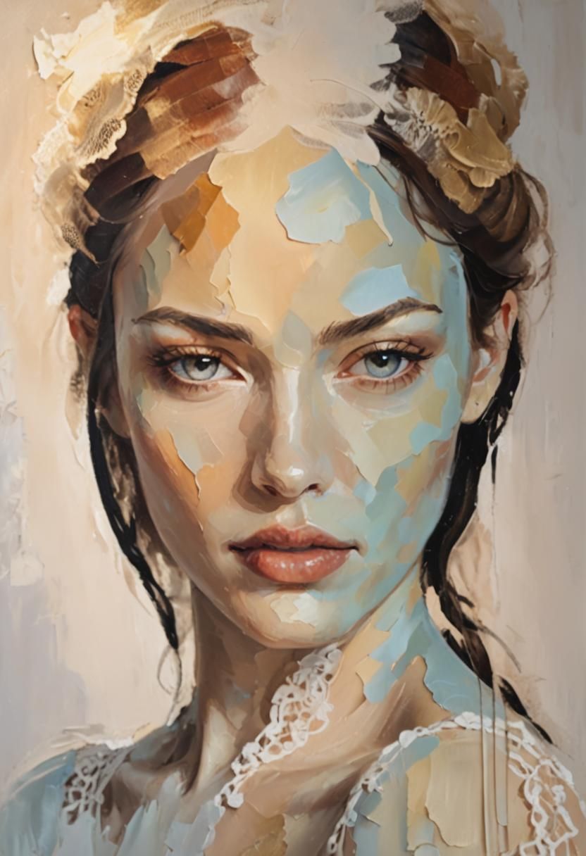 Impasto Portrait of Woman in Soft Golden Light