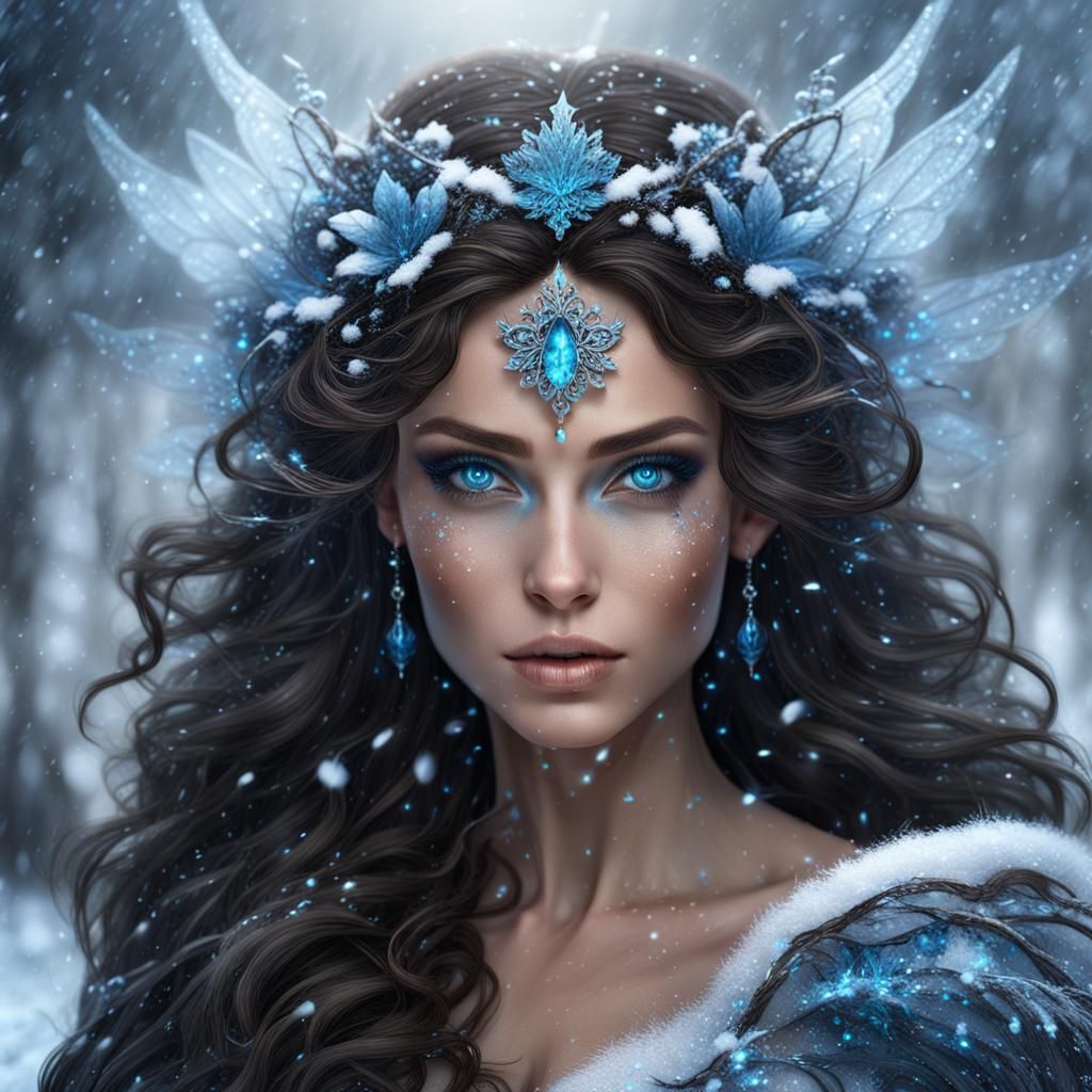 Winter Fairy in a Storm: Detailed Fantasy Art