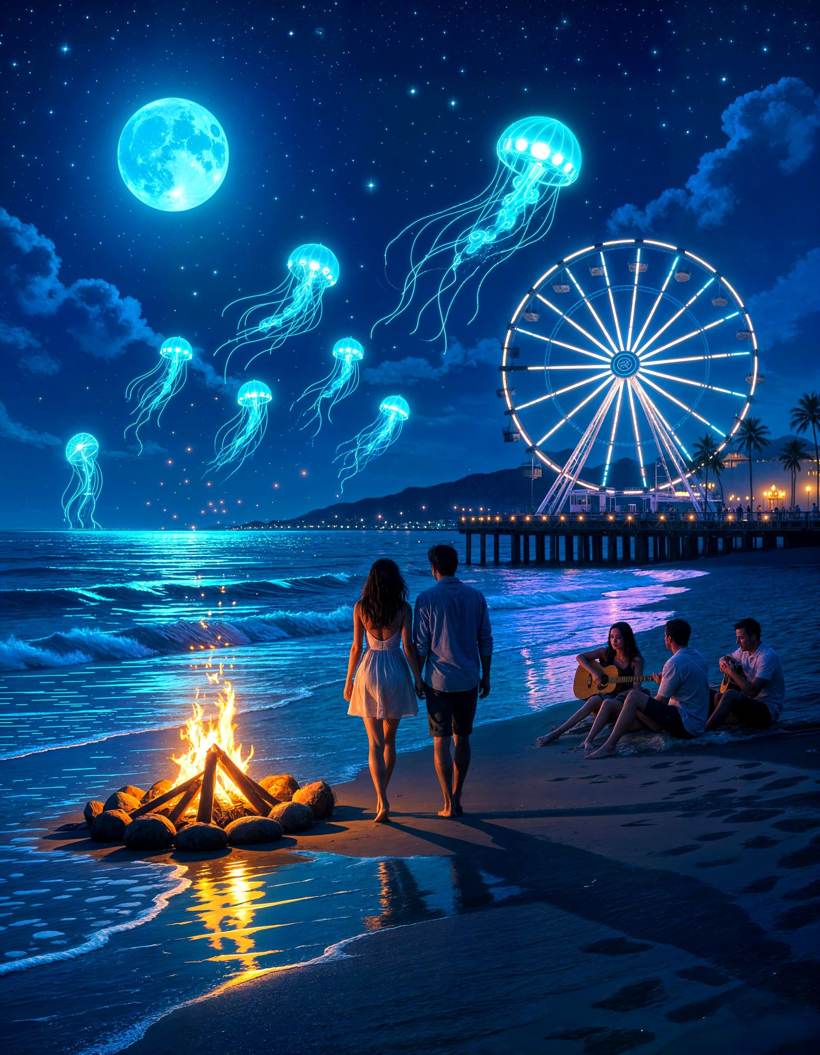 Magic Summer Night by the Sea