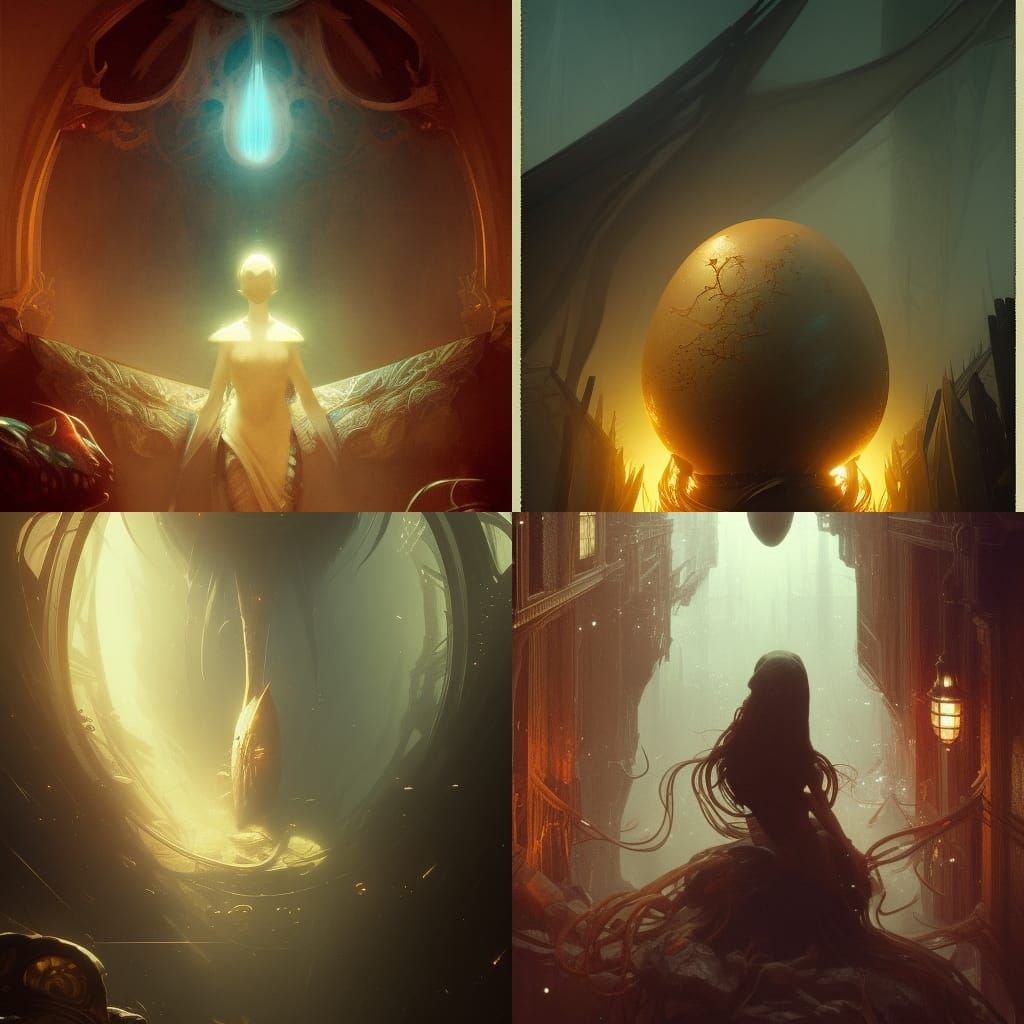 Egg in Dark Fantasy Style, Hyperdetailed 8K