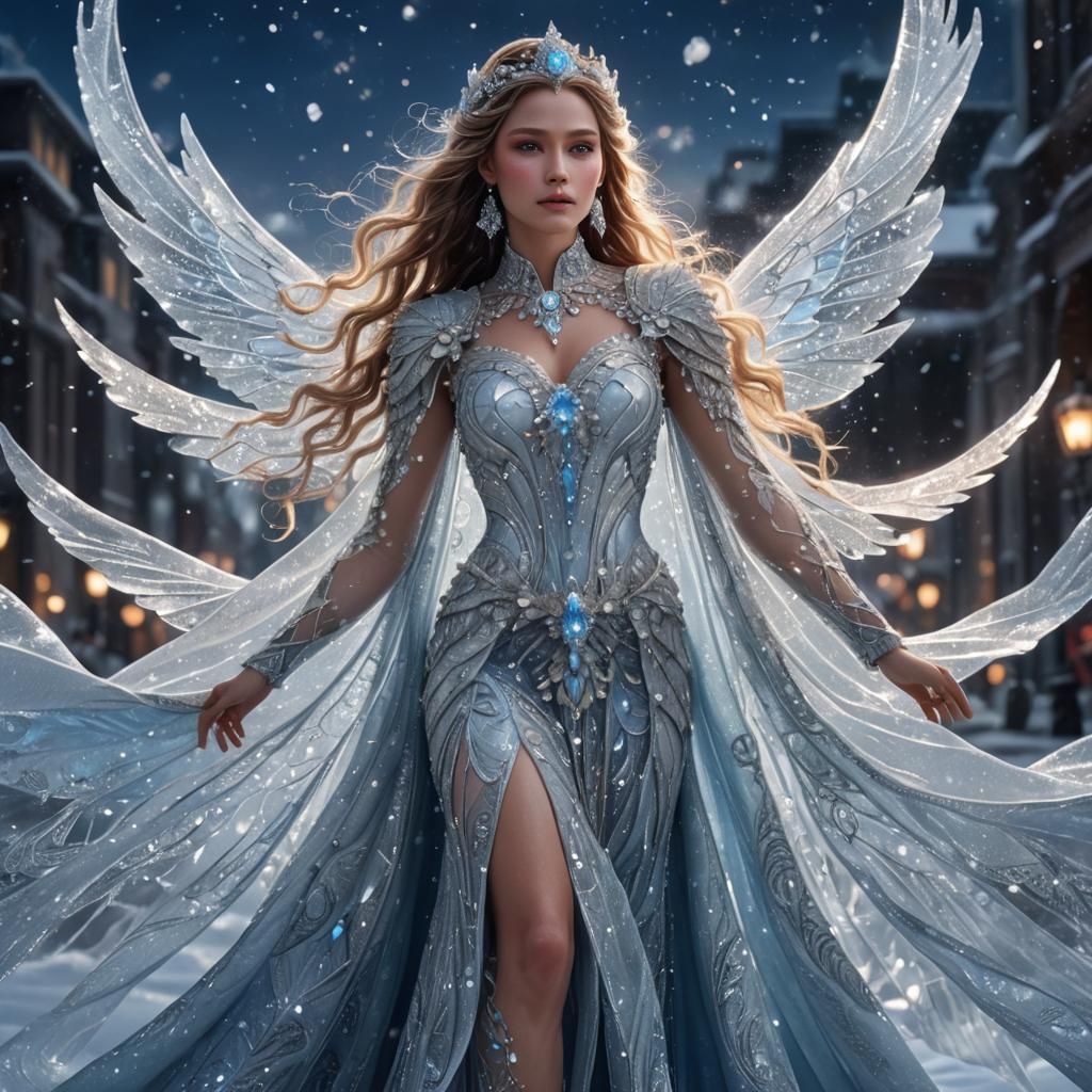 Goddess of Ice in a Fantasy Landscape