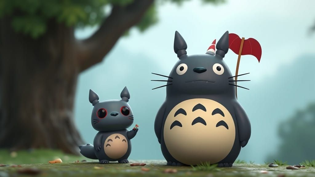 Totoro Funko Pop in Vibrant Digital Art