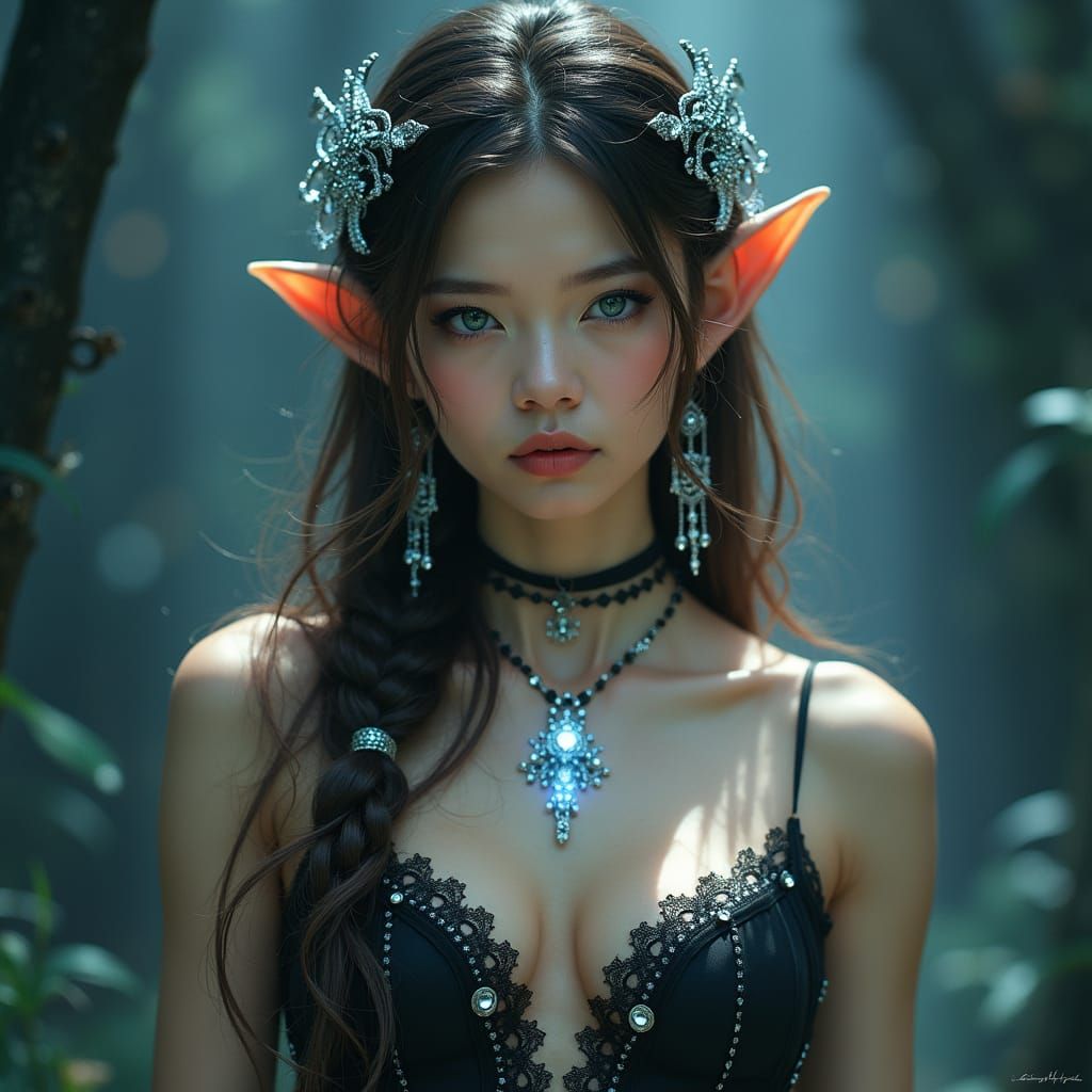 Ethereal Woman with Fae Features in Dreamlike Art