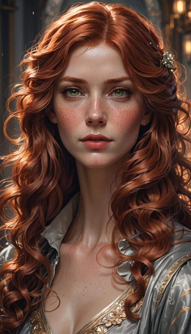 Aristocratic Redhead Portrait in Hyperdetailed Digital Art