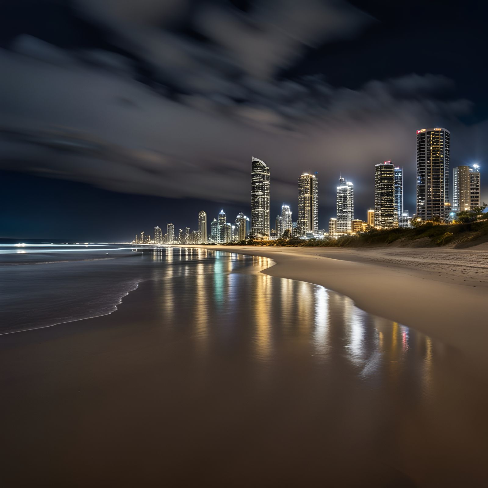 Night View of Gold Coast, Queensland in HDR