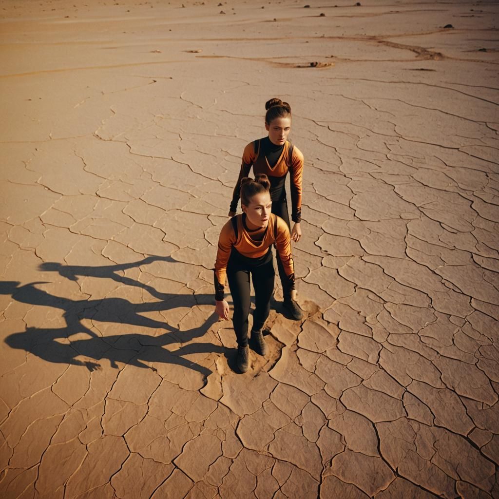 Martian Gymnasts Kissing, Fauvist Cinematic Still