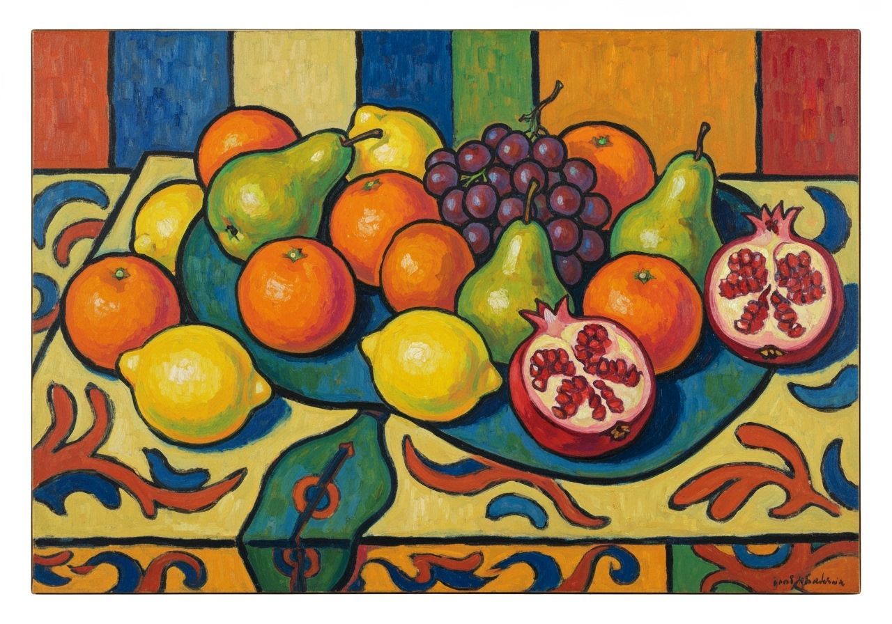 Fauvist Still Life with Fruit in Bold Colors