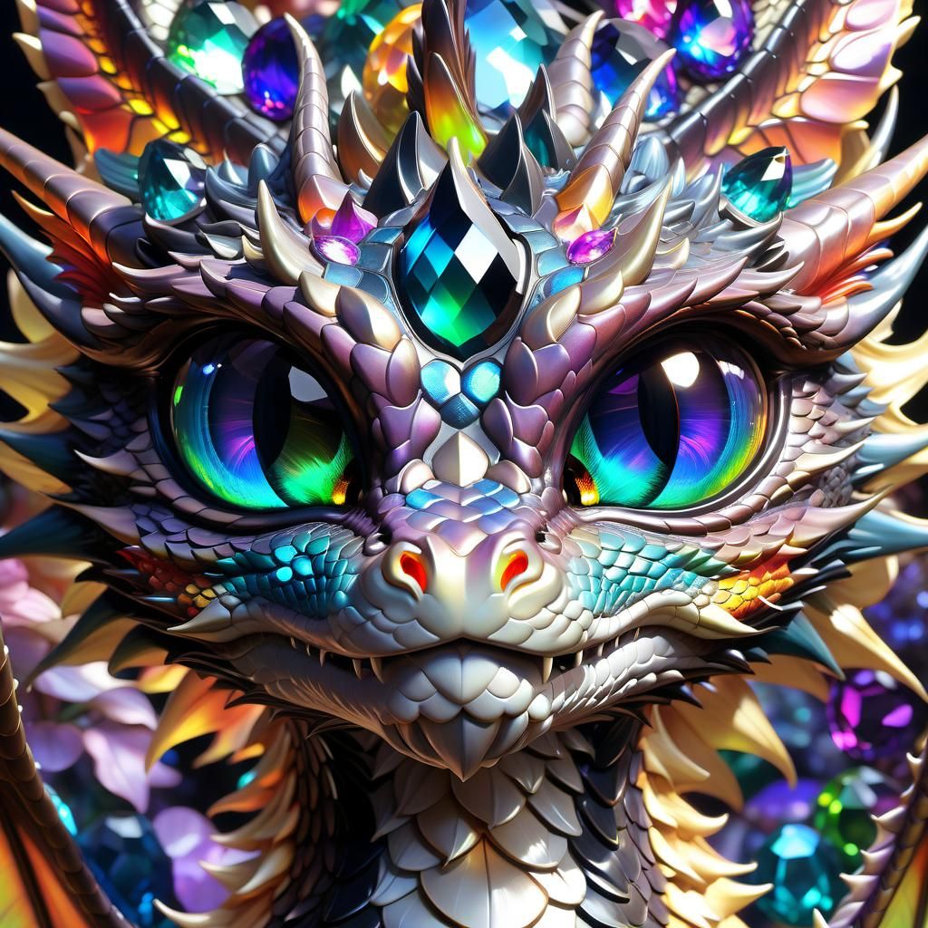 Anime Gem Dragon Portrait with Glowing Scales