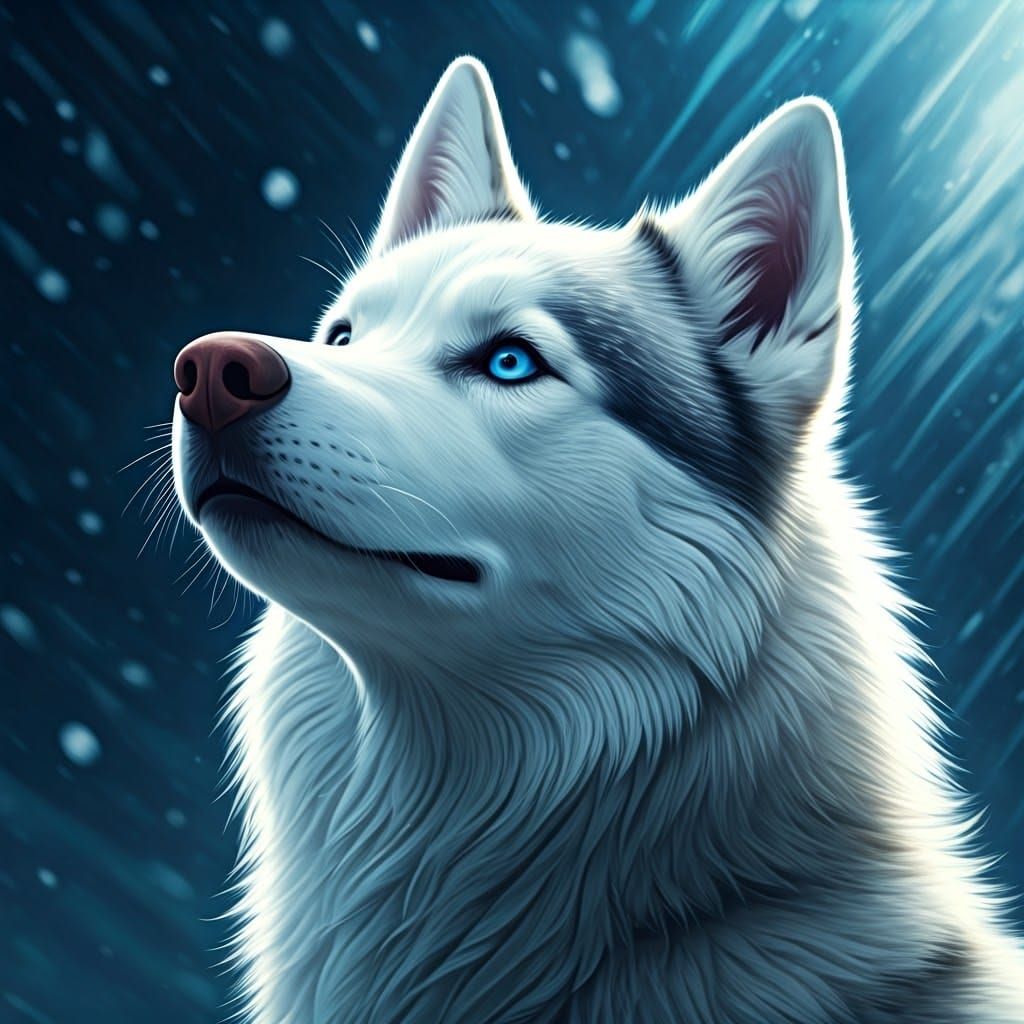Blue-Eyed Husky Rescuer in Expressive Character Art Style