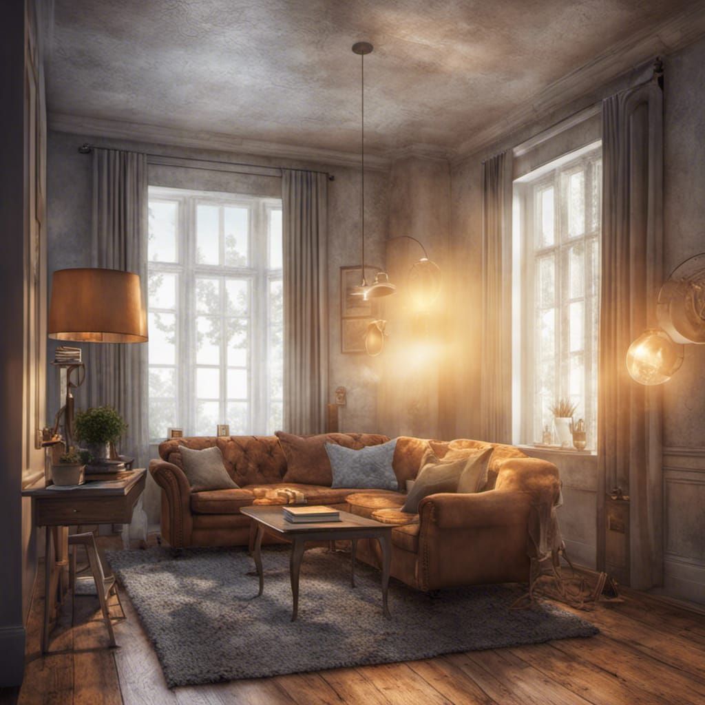 Hyperrealistic Light Bulb in a Sitting Room