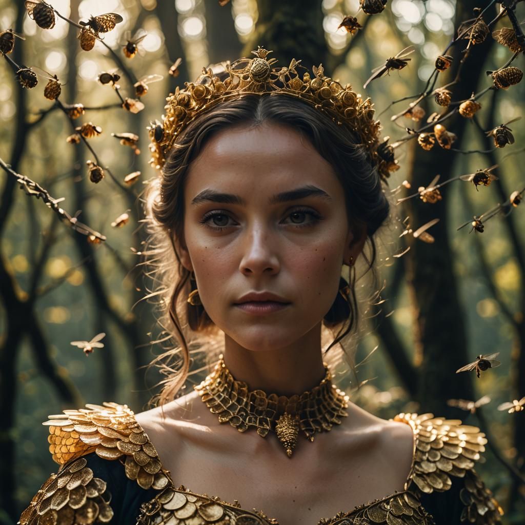 Woman's Honeycomb Tiara in Mystical Forest