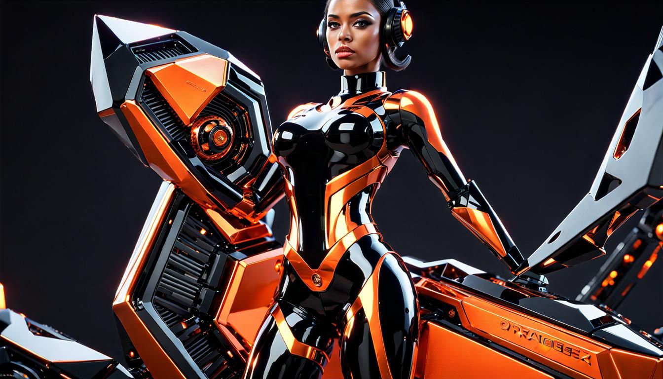 Futuristic Latina Adorned with Crystals in Sci-Fi Style