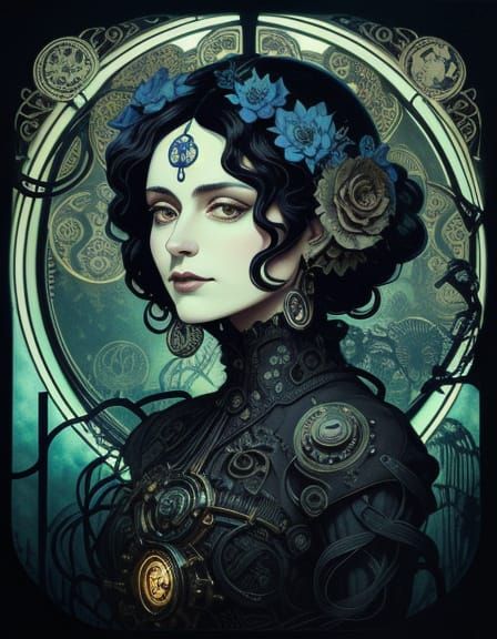 Betty Boop in a Gears and Vines Art Nouveau Fantasy