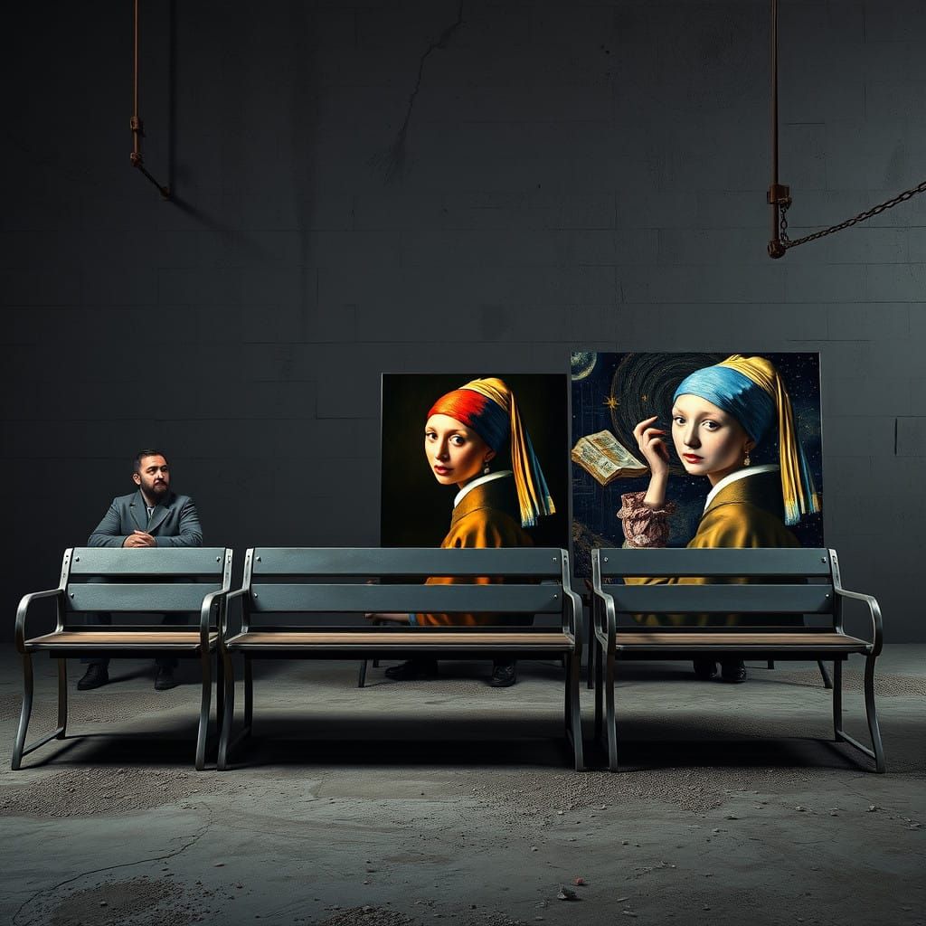 Famous Paintings in Prison Yard as Gothic Fantasy