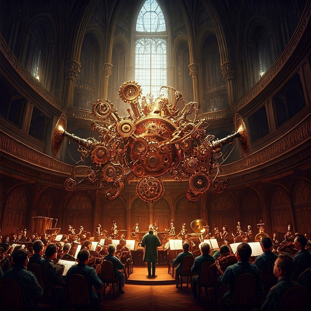 Ethereal Steampunk Orchestra in Grand Victorian Hall