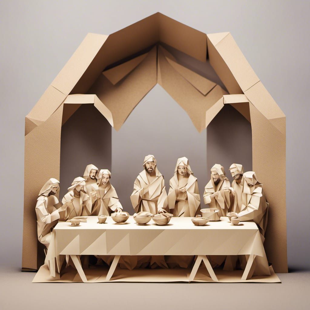Origami Last Supper Papercraft in 8K Resolution