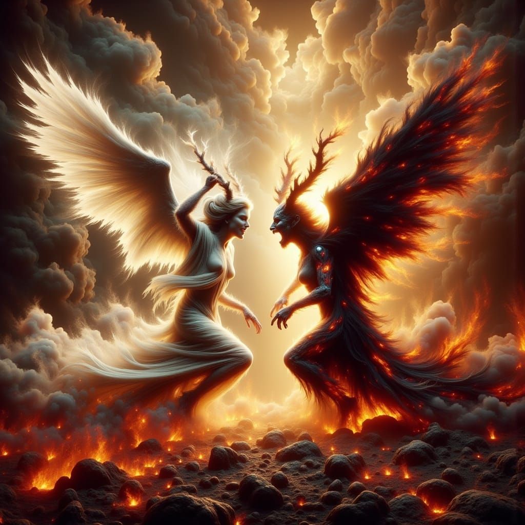 Angel vs Devil in Fiery Apocalyptic Battle