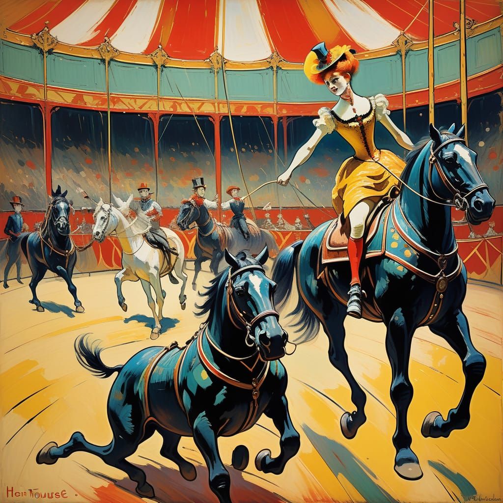 Vibrant Circus Scene in Expressive Brushstrokes