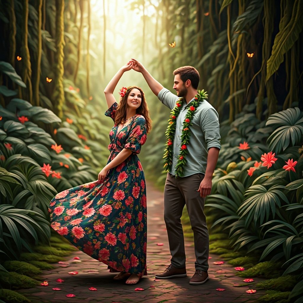 Couple Dancing in a Lush Jungle Glade