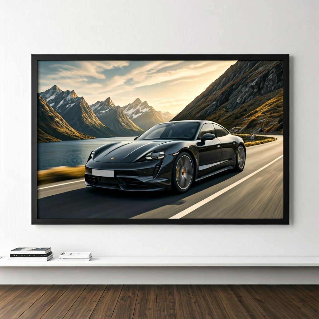Porsche Taycan on Mountain Road Digital Painting