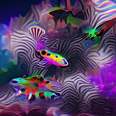 Psychedelic Fish in Vibrant Aquarium