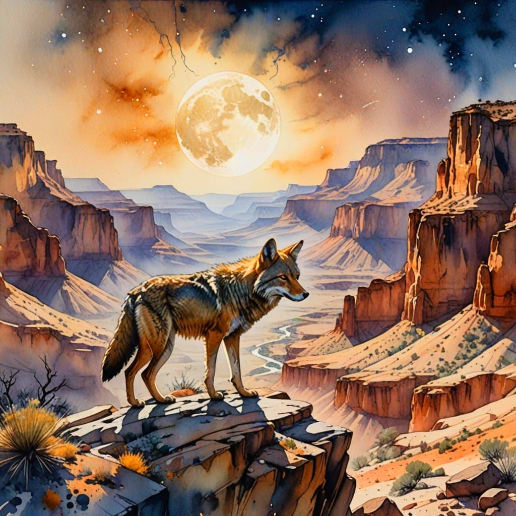 Ancient Canyon Illuminated by Moonlight