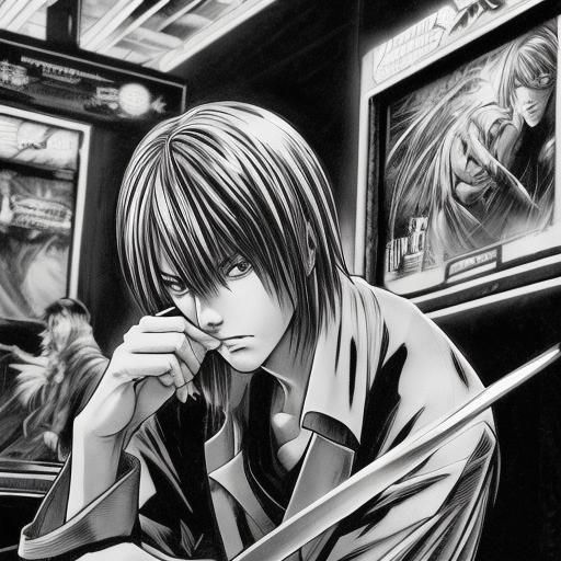 Intense Portrait in Arcade, Scratchboard Ink Style