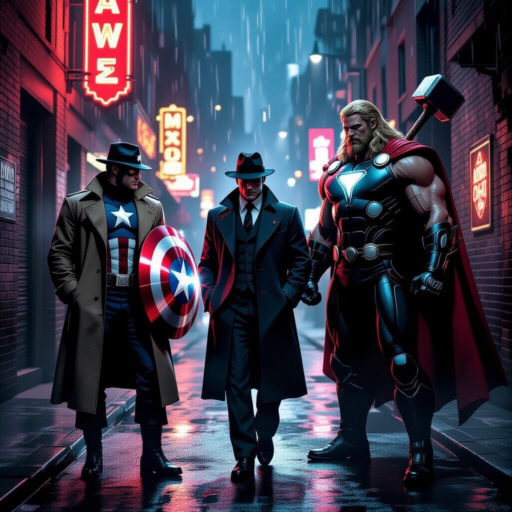 Avengers in 1920s Noir Style