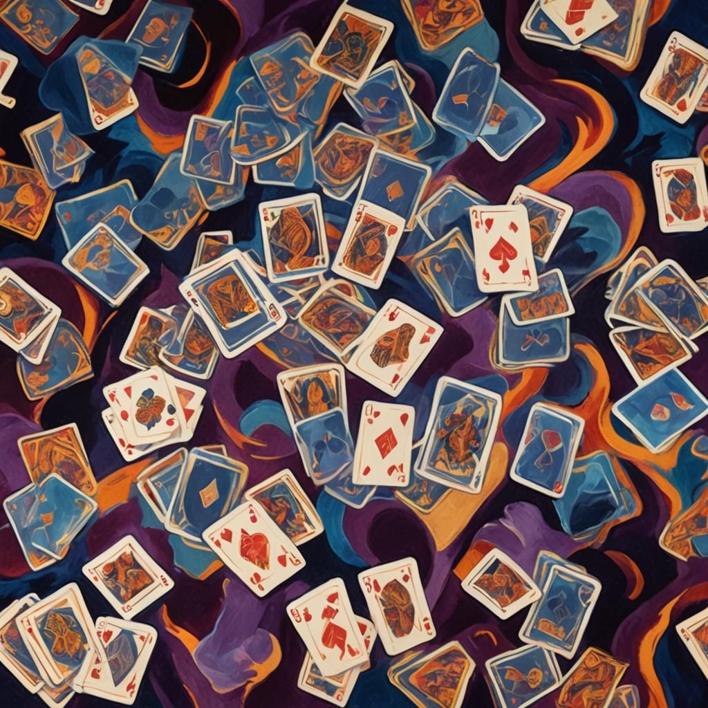 Vibrant Fauvist Poker Cards on Velvet Table