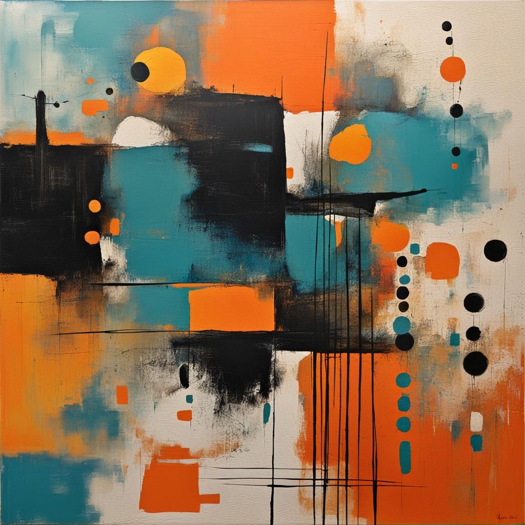 Abstract Art with Complementary Colors and Fine Details