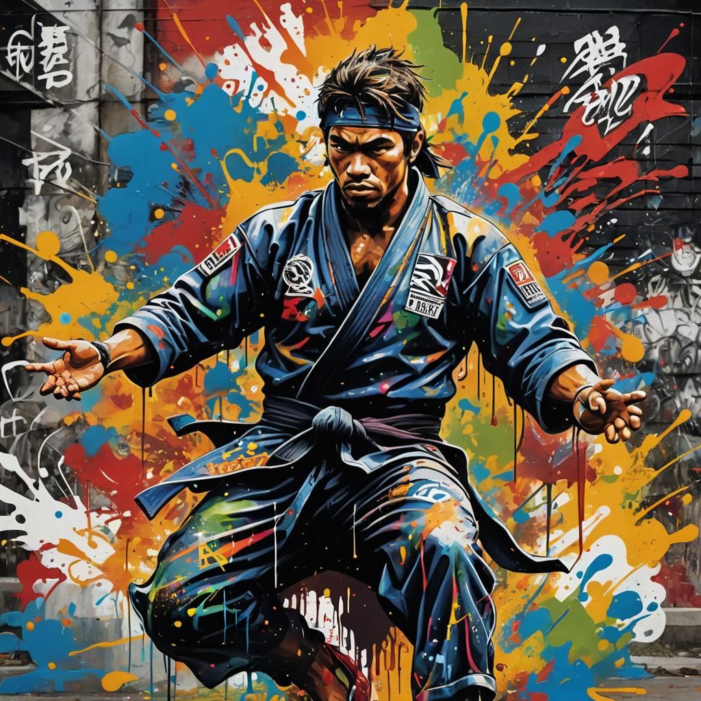 Brazilian Jiu-Jitsu Graffiti Art in Street Style