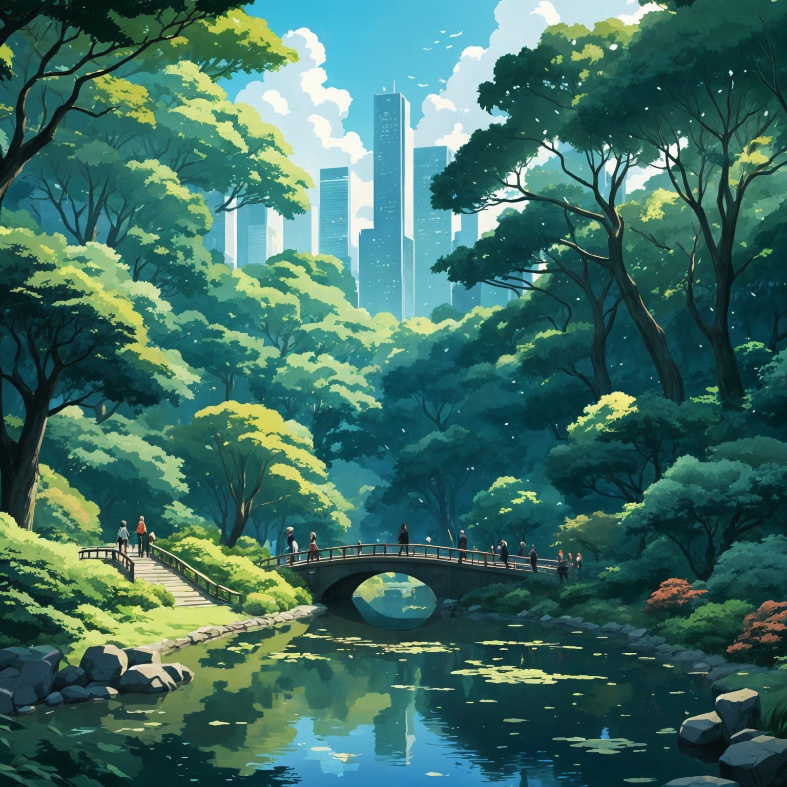 Central Park in Anime Style