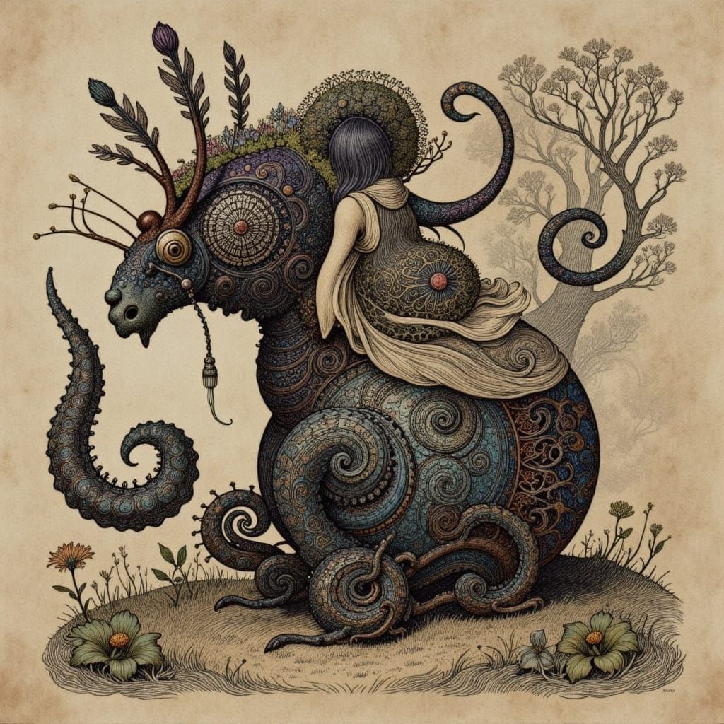 Vintage Glass Sketch of Cicada Song