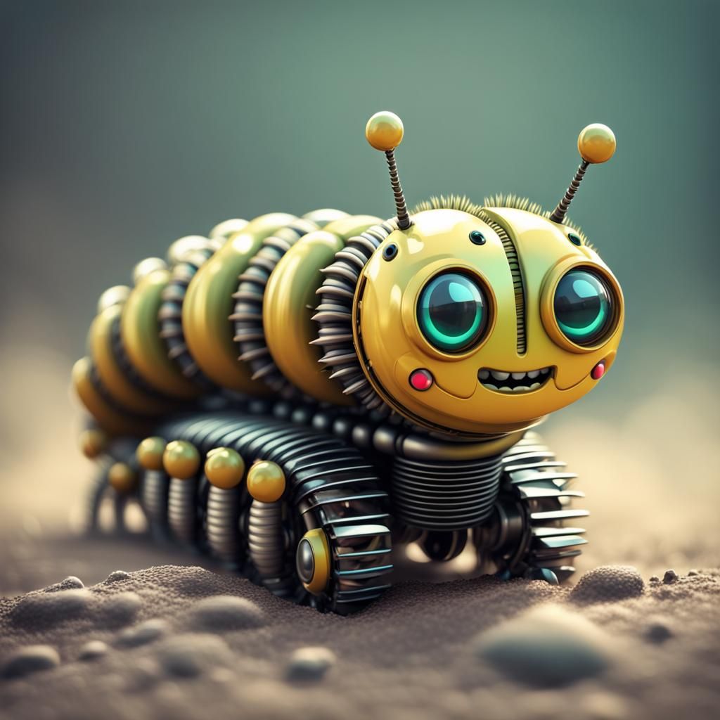 Robotic Caterpillar: Retro Renaissance Digital Art