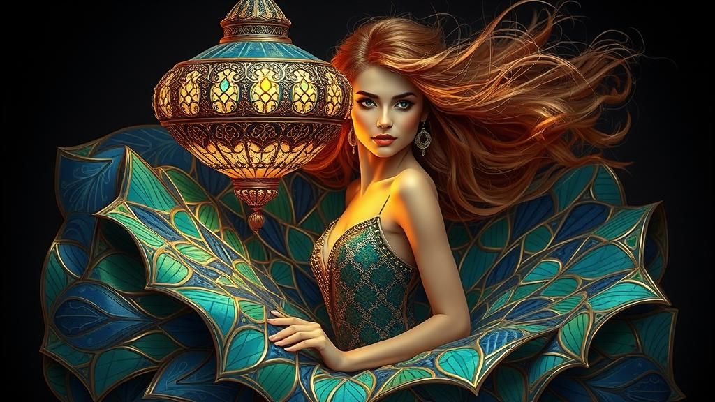 Exquisite Dancer in Turkish Dress: Art Deco Portrait