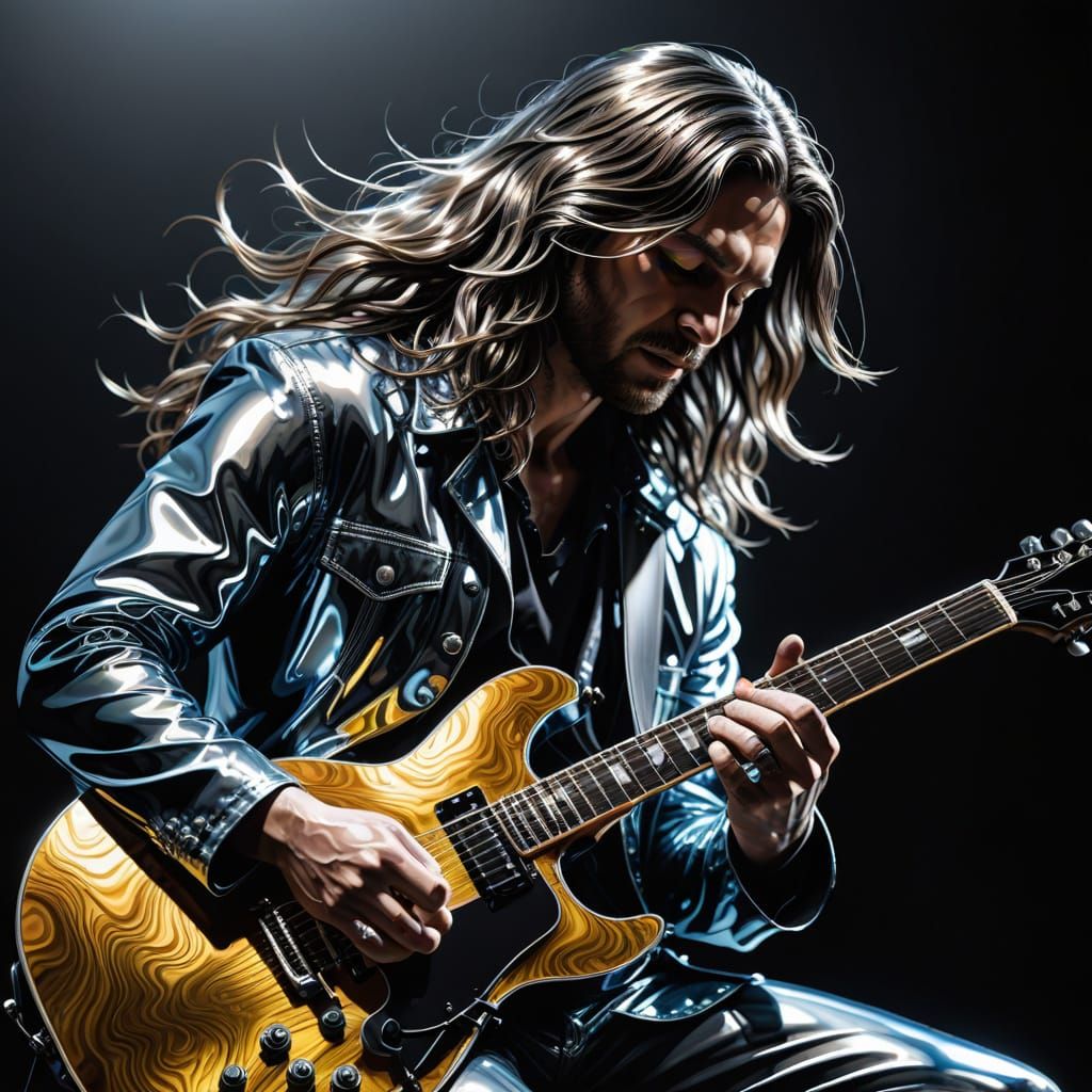 Chromatic Metal Art: Musician Playing Guitar